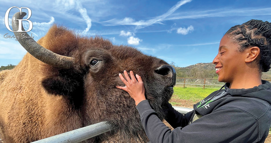 a women give love to the animal, San Diego Animal Sanctuary & Farm